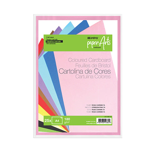 Cartulina rosa carmín A4 de 180 g (paquete de 25)