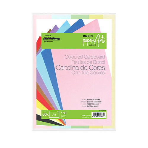 Cartulina A4 de 180 g, 5 colores suaves (paquete de 50)