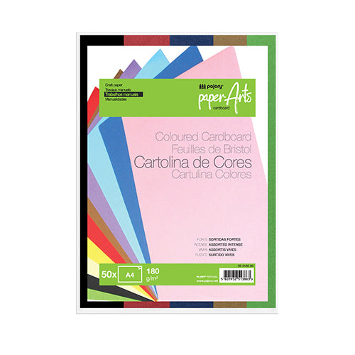 Cartulina A4 de 180 g, 5 colores vibrantes (paquete de 50)