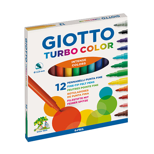 Marcadores de punta de fieltro Giotto Turbo Color, surtidos (caja de 12)