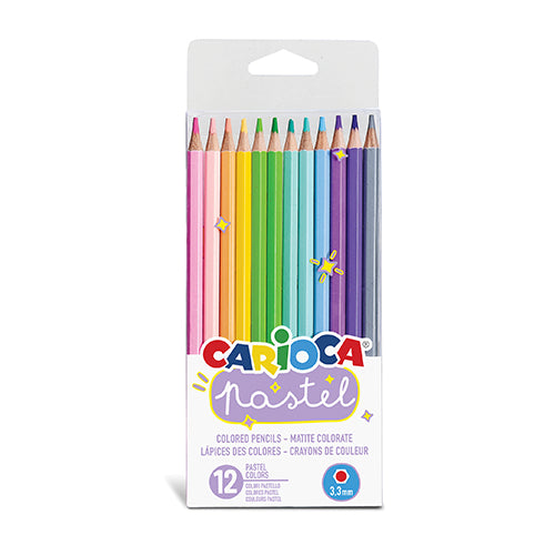 Lápices de colores largos, estilo pastel carioca (caja de 12)