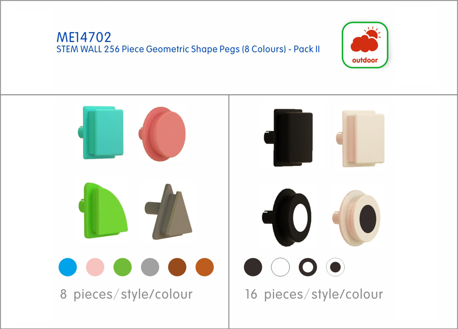 Kit de 256 peças STEM geométricas pack II (8 cores)