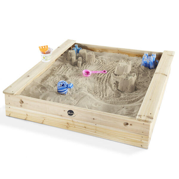 Square wooden sandbox