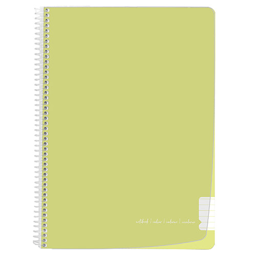 Cuaderno espiral con tapa de PP, tamaño A4, Fegol (80 hojas), color pastel, rayado.