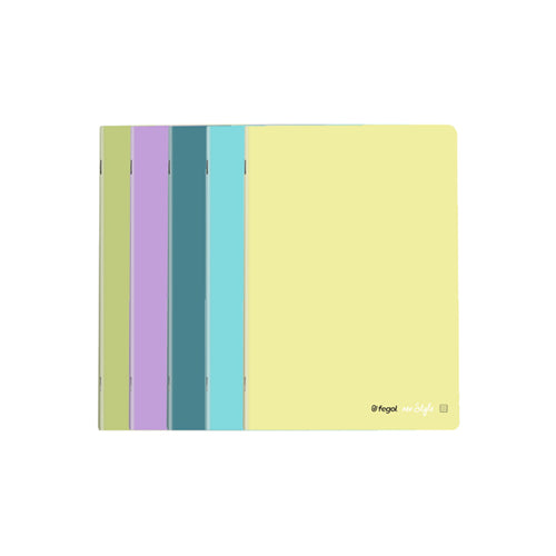Caderno agrafado A5 Fegol (60f) neo style pastel pautado - Sílaba