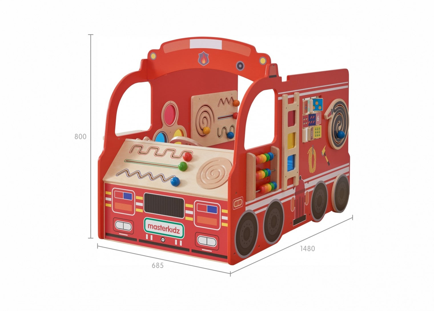 Carro dos bombeiros faz de conta em madeira natural