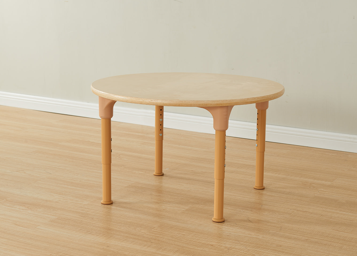 Mesa redonda regulável Alrik tampo madeira natural ⌀ 850 mm
