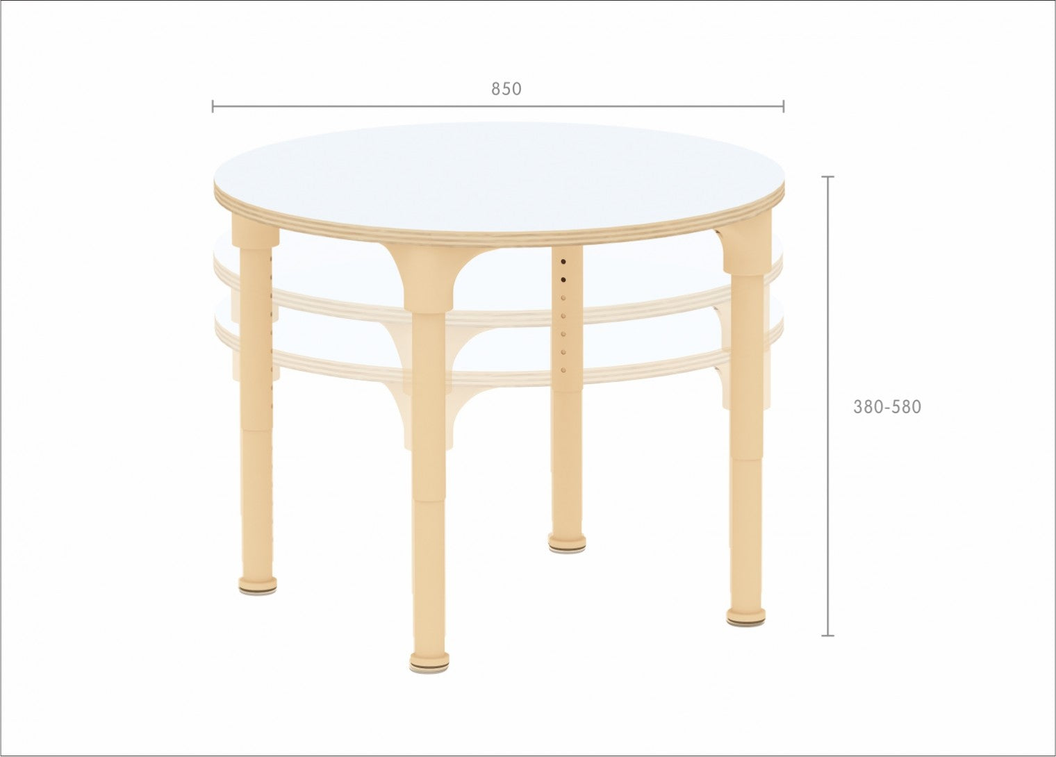 Mesa redonda regulável Alrik tampo branco ⌀ 850 mm - Sílaba