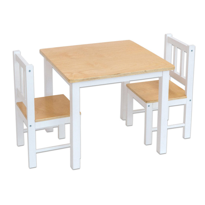 Juego de mesa y sillas de madera en miniatura