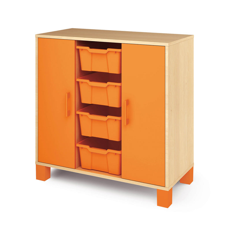 Medium closet with doors and medium boxes