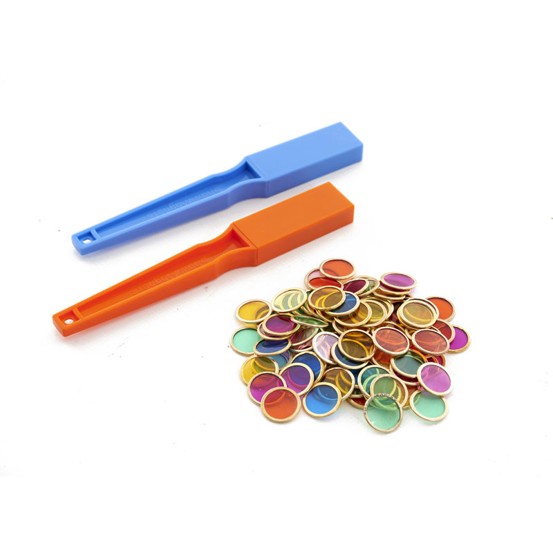 Barras magnéticas y 100 tapones magnéticos circulares