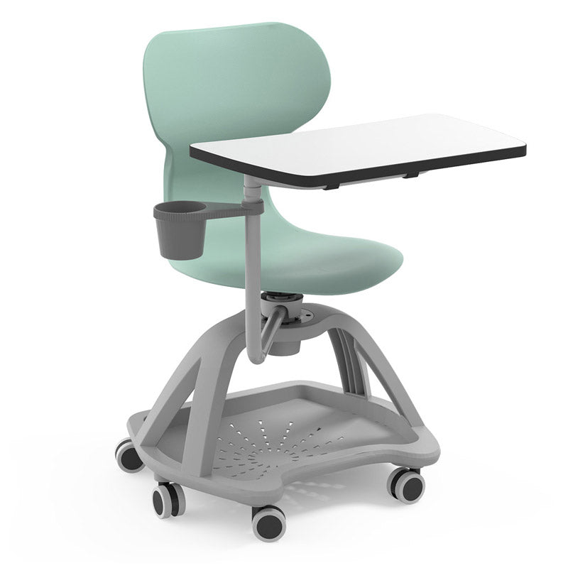 Cadeira giratória Mia Table com palmatória e suporte para mochilas