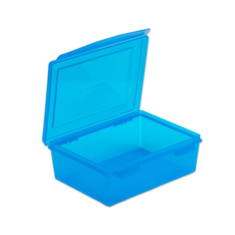 Caja de plástico azul transparente con tapa, 1,4 litros (19x15x7cm)