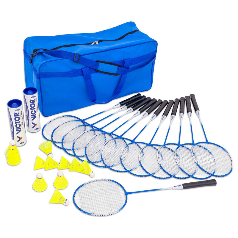 Juego de 12 raquetas de bádminton con bolsa de transporte.
