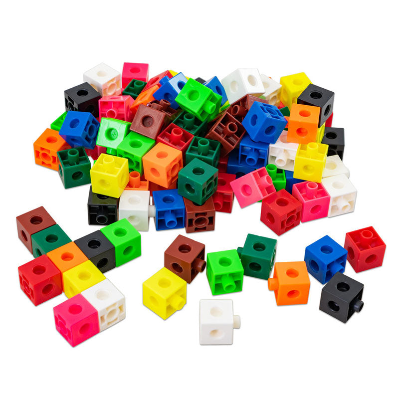 Juego de 100 cubos de plástico de 2 cm, coloridos y entrelazables.