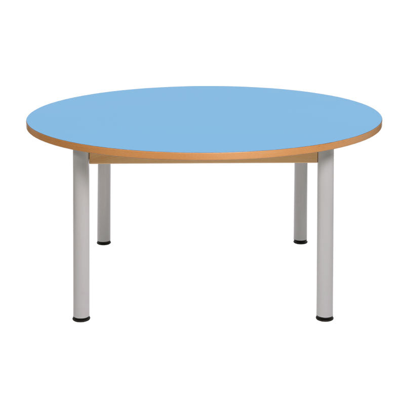 mesa circular azul clara