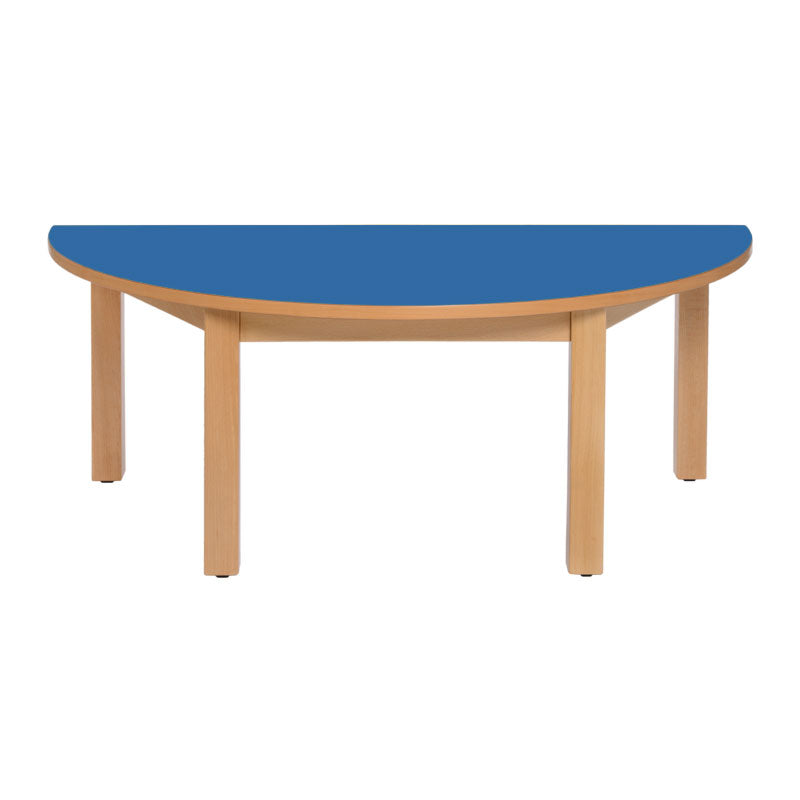 mesa semi circular azul
