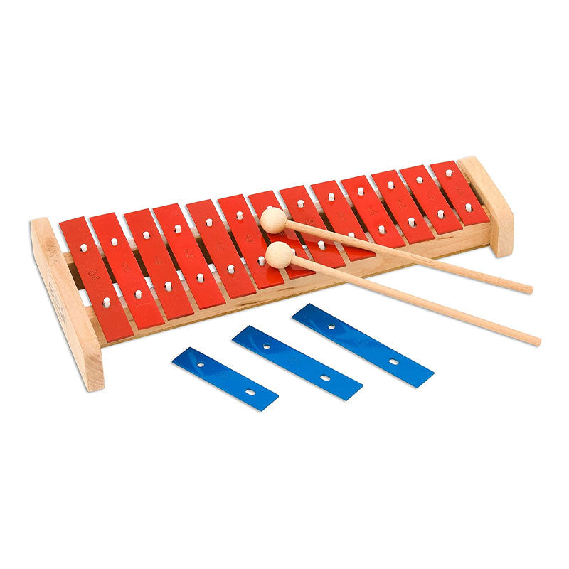 Metalófono con 13+3 barras y 2 mazos (40cm)