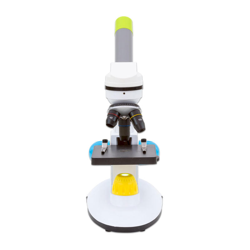 Microscópio Monocular colorido com aumento 400x iluminação LED e 3xAA