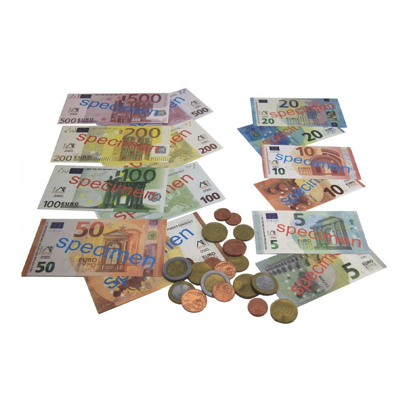 Conjunto de billetes y monedas