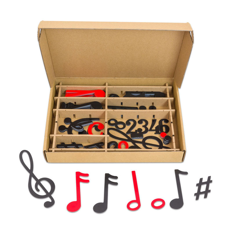 Juego de notas musicales magnéticas, negras y rojas (240 piezas)