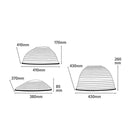 Dimensões de cada uma das esferas