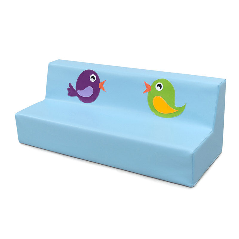 Sofá triple con diseño de pájaros