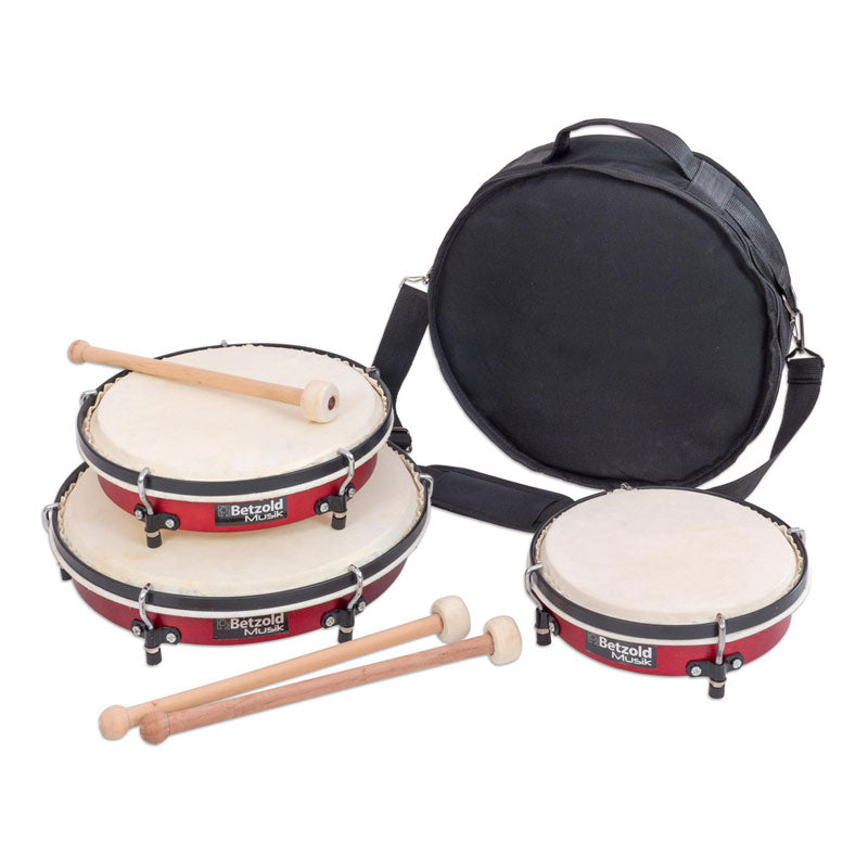 Juego de 3 panderetas de 30cm, 25cm y 20cm (con funda y 3 baquetas)