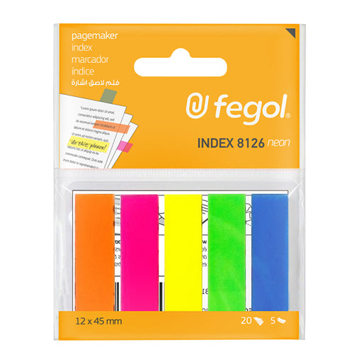 Índice adhesivo Fegol 12x42mm colores neón cx.5x20f)