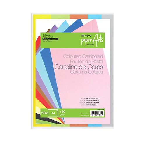 Cartolinas A4 180g 5 cores medias (PK50)