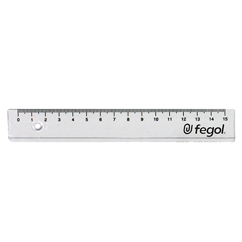 Regla de plástico de 15 cm, cristal Fegol