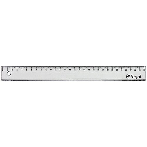 Regla de plástico de 30 cm, cristal Fegol