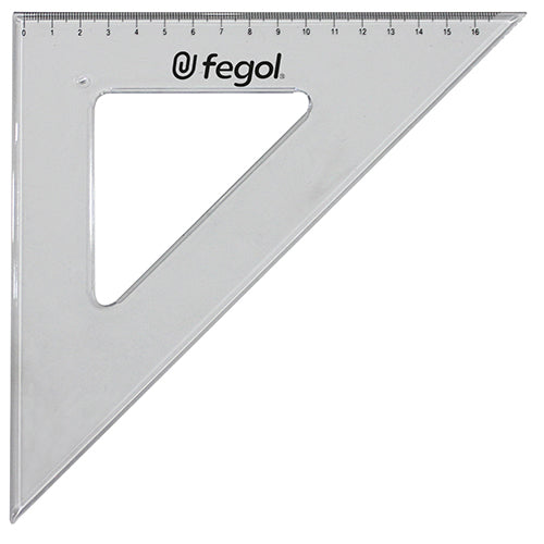 Esquadro 45º/26cm Fegol e-17cm plástico cristal