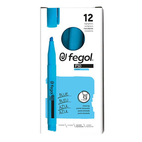 Marcador fluorescente azul Fegol Junior (caja de 12)