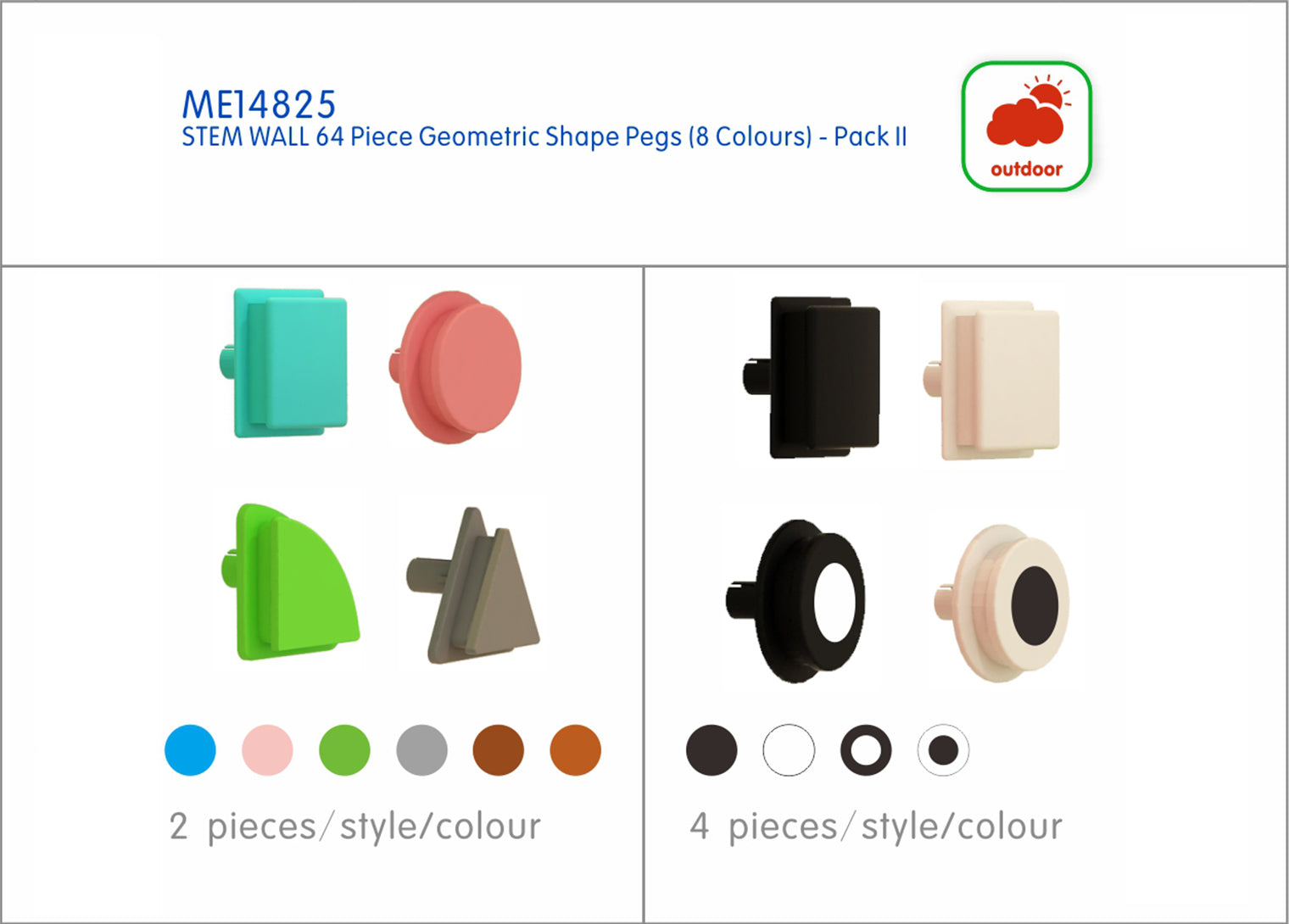 Kit de 64 peças STEM geométricas pack II (8 cores)