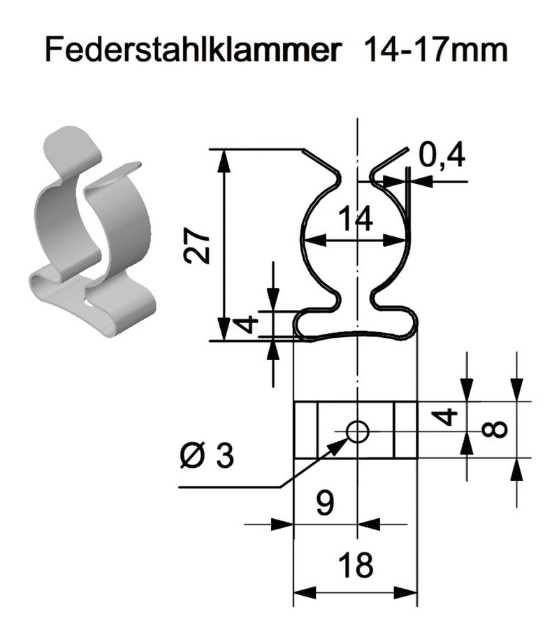 Abraçadeira com um ponto de fixação (14-17 mm)