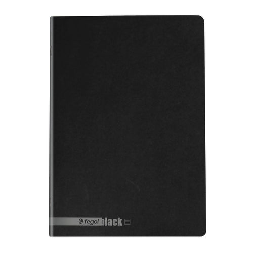 Caderno agrafado capa preta A5 Fegol (80f) pautado