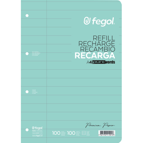 Recambio de hojas A4 100gr Pajory rayadas (100 hojas)