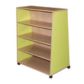 Double-sided display cart, NE line, with wheels.