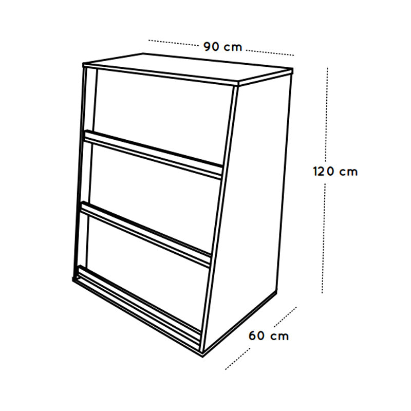 Double-sided display cart, NE line, with wheels.