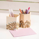 Portalápices de madeira quadrado (7,7 x 9,5 cm)