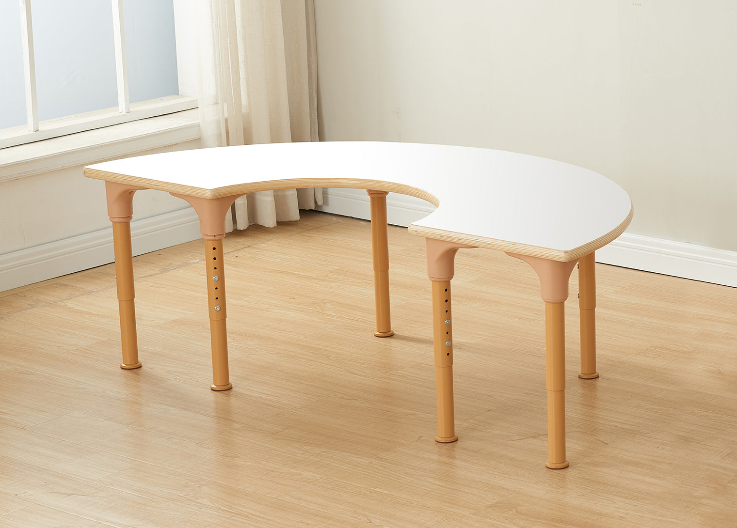 Mesa em forma de U regulável Alrik tampo branco 1500x750mm - Sílaba