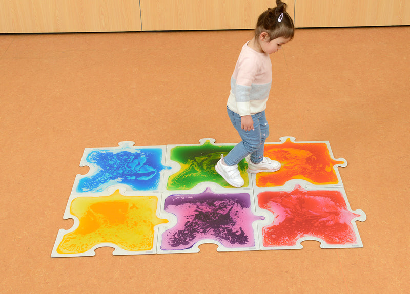 Tapete em Forma de Puzzle Sensorial com Líquido