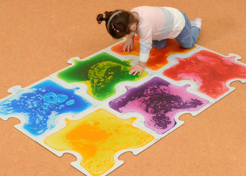 Tapete em Forma de Puzzle Sensorial com Líquido