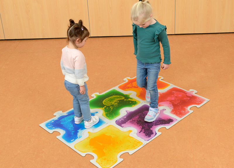 Tapete em Forma de Puzzle Sensorial com Líquido