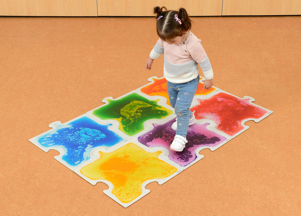 Tapete em Forma de Puzzle Sensorial com Líquido