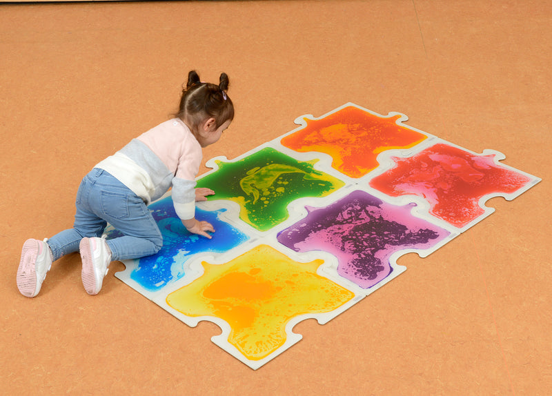 Tapete em Forma de Puzzle Sensorial com Líquido