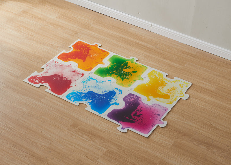 Tapete em Forma de Puzzle Sensorial com Líquido