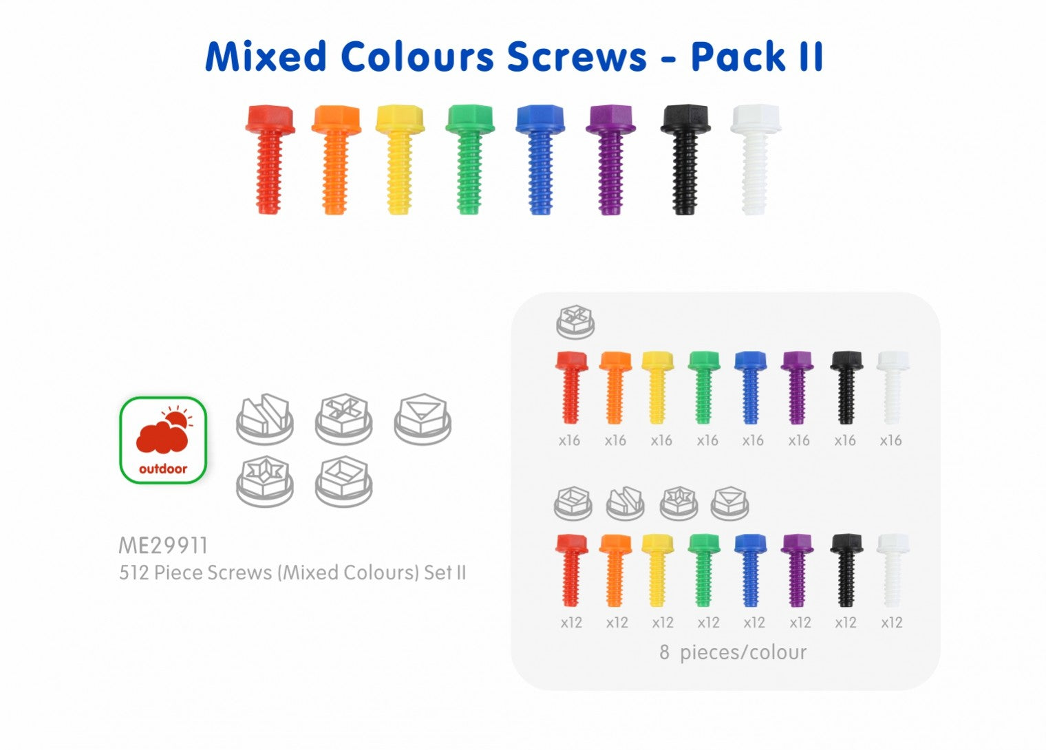 Kit de 512 peças STEM parafusos coloridos