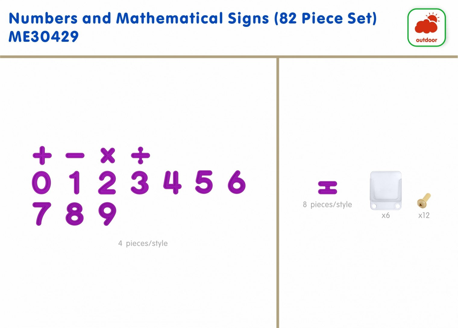 Kit de 82 peças STEM números e sinais matemáticos - Sílaba